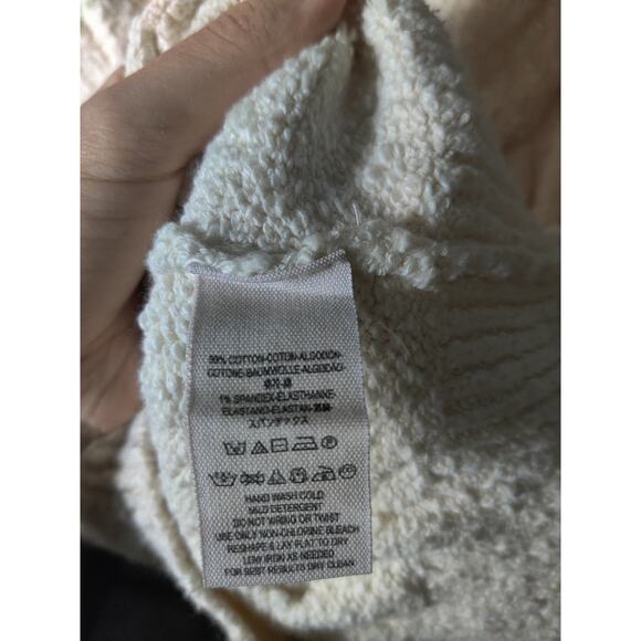 Free People Ivory Cream Cable Knit Off Shoulder Sweater Size S - Picture 5 of 5